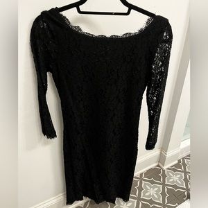 Diane von Furstenberg Black Lace Dress with Zipper, size 4